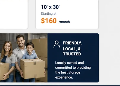 Family moving boxes into storage